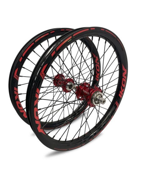 Roues IKON Carbon 406 - ONYX Helix 20 - Ultra ISO 10 Noir-Rouge