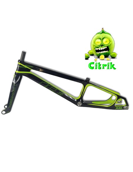 Cadre BMX carbone ICE RAPTOR Noir / Lime Citrik PRO 2