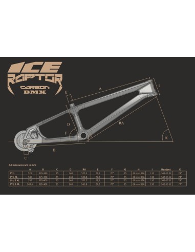 Cadre BMX carbone ICE RAPTOR Noir / Lime Citrik PRO