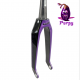 Fourche carbone ICE SWAT2.0 TAPERED 20" Axe Ø 20mm, Noire / Violet Purpy