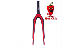 Fourche carbone ICE SWAT2.0 TAPERED 20" Axe Ø 20mm, Noire / Rouge Hot Chili