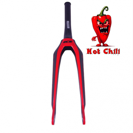 Fourche carbone ICE SWAT2.0 TAPERED 20" Axe Ø 20mm, Noire / Rouge Hot Chili