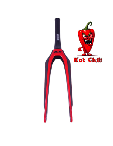 Fourche carbone ICE SWAT2.0 TAPERED 20" Axe Ø 20mm, Noire / Rouge Hot Chili