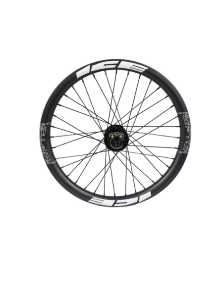 Roue arrière ICE RAPTOR 20'' Carbone Noire logo Blanc - Moyeu HACKER X 10-15