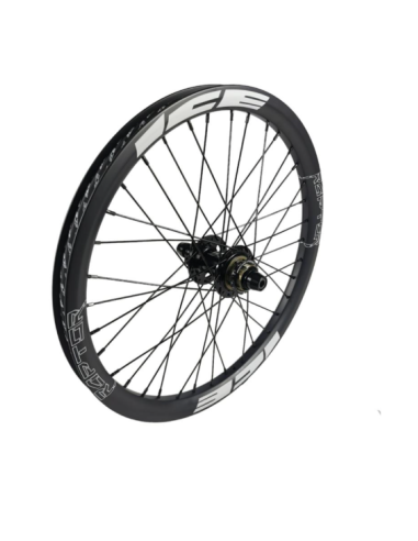 Roue arrière ICE RAPTOR 20'' Carbone Noire logo Blanc - Moyeu HACKER X 10-15