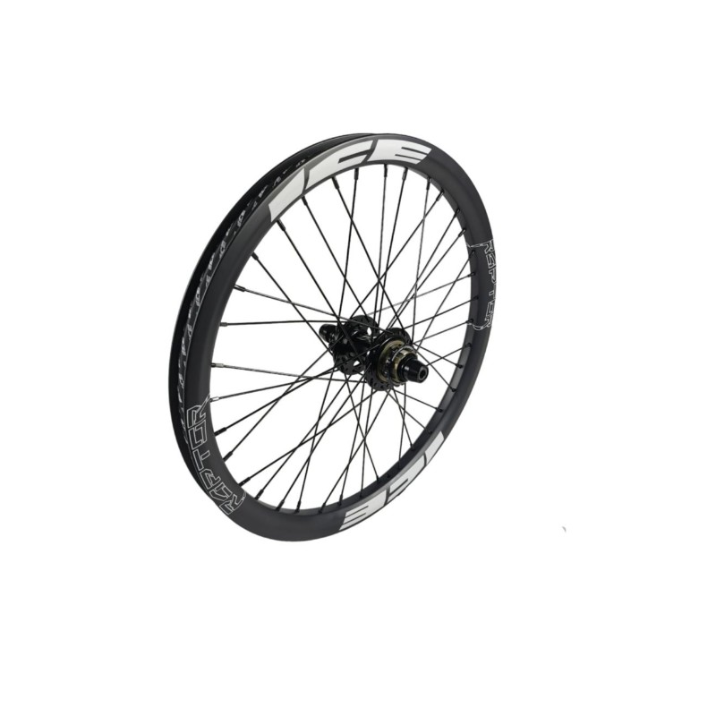 Roue arrière ICE RAPTOR 20'' Carbone Noire logo Blanc - Moyeu HACKER X 10-15