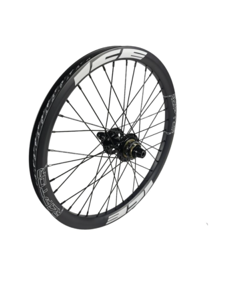 Roue arrière ICE RAPTOR 20'' Carbone Noire logo Blanc - Moyeu HACKER X 10-15 2