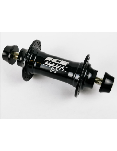Moyeu Avant BMX ICE TANK Ø 10 mm, 36 Trous Noir + Adaptateurs 10/20 mm