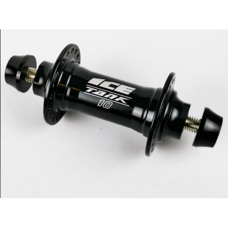 Moyeu Avant BMX ICE TANK Ø 10 mm, 36 Trous Noir + Adaptateurs 10/20 mm