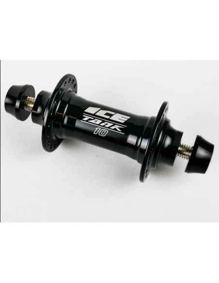 Moyeu Avant BMX ICE TANK Ø 10 mm, 36 Trous Noir + Adaptateurs 10/20 mm