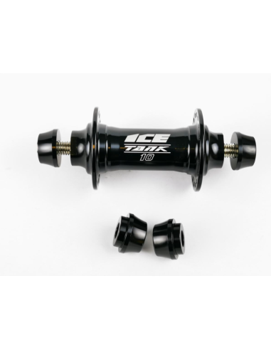 Moyeu Avant BMX ICE TANK Ø 10 mm, 36 Trous Noir + Adaptateurs 10/20 mm