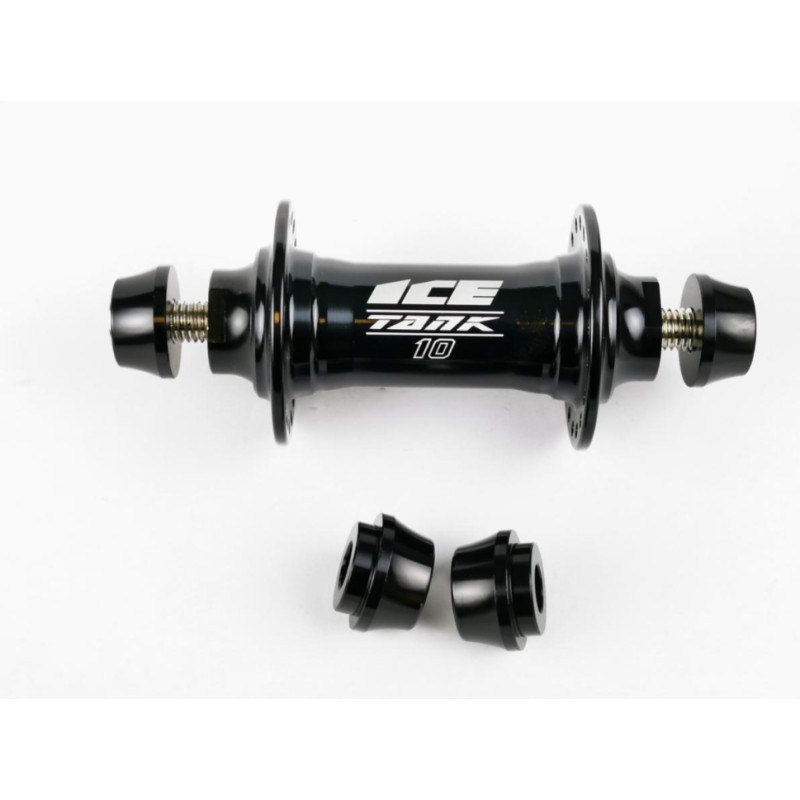 Moyeu Avant BMX ICE TANK Ø 10 mm, 36 Trous Noir + Adaptateurs 10/20 mm