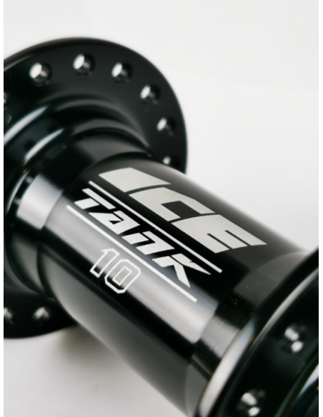 Moyeu Avant BMX ICE TANK Ø 10 mm, 36 Trous Noir + Adaptateurs 10/20 mm