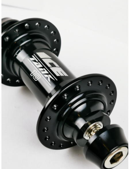 Moyeu Avant BMX ICE TANK Ø 10 mm, 36 Trous Noir + Adaptateurs 10/20 mm