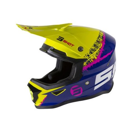 CASQUE SHOT FURIOUS KID STORM LIME NAVY GLOSSY KID