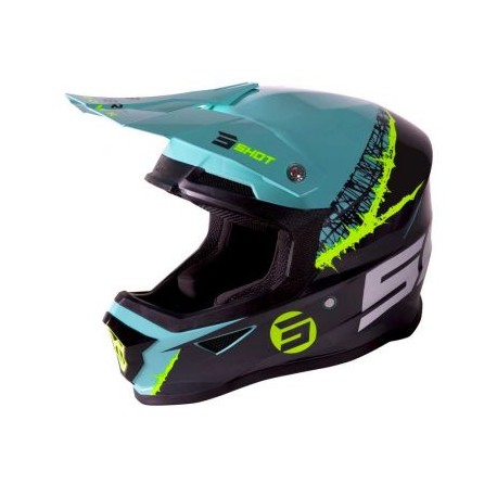 CASQUE SHOT FURIOUS STORM GREY GREEN NEON YELLOW GLOSSY